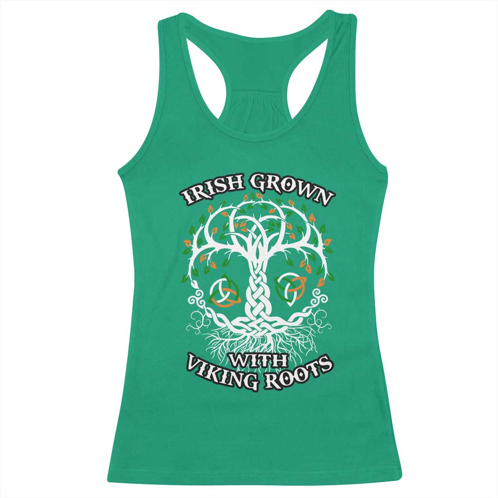 Irish Grown With Viking Roots Racerback Tank Top TS09 Irish Green Print Your Wear