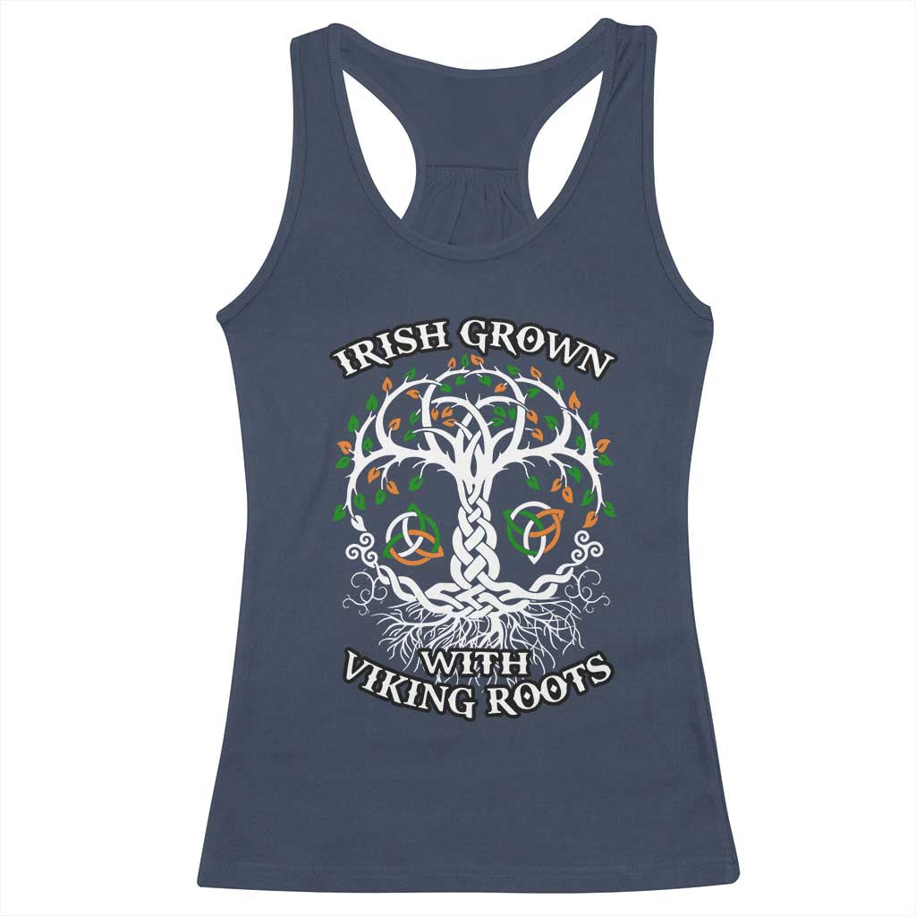Irish Grown With Viking Roots Racerback Tank Top TS09 Navy Print Your Wear