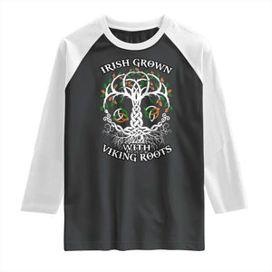 Irish Grown With Viking Roots Raglan Shirt TS09 Black White Print Your Wear