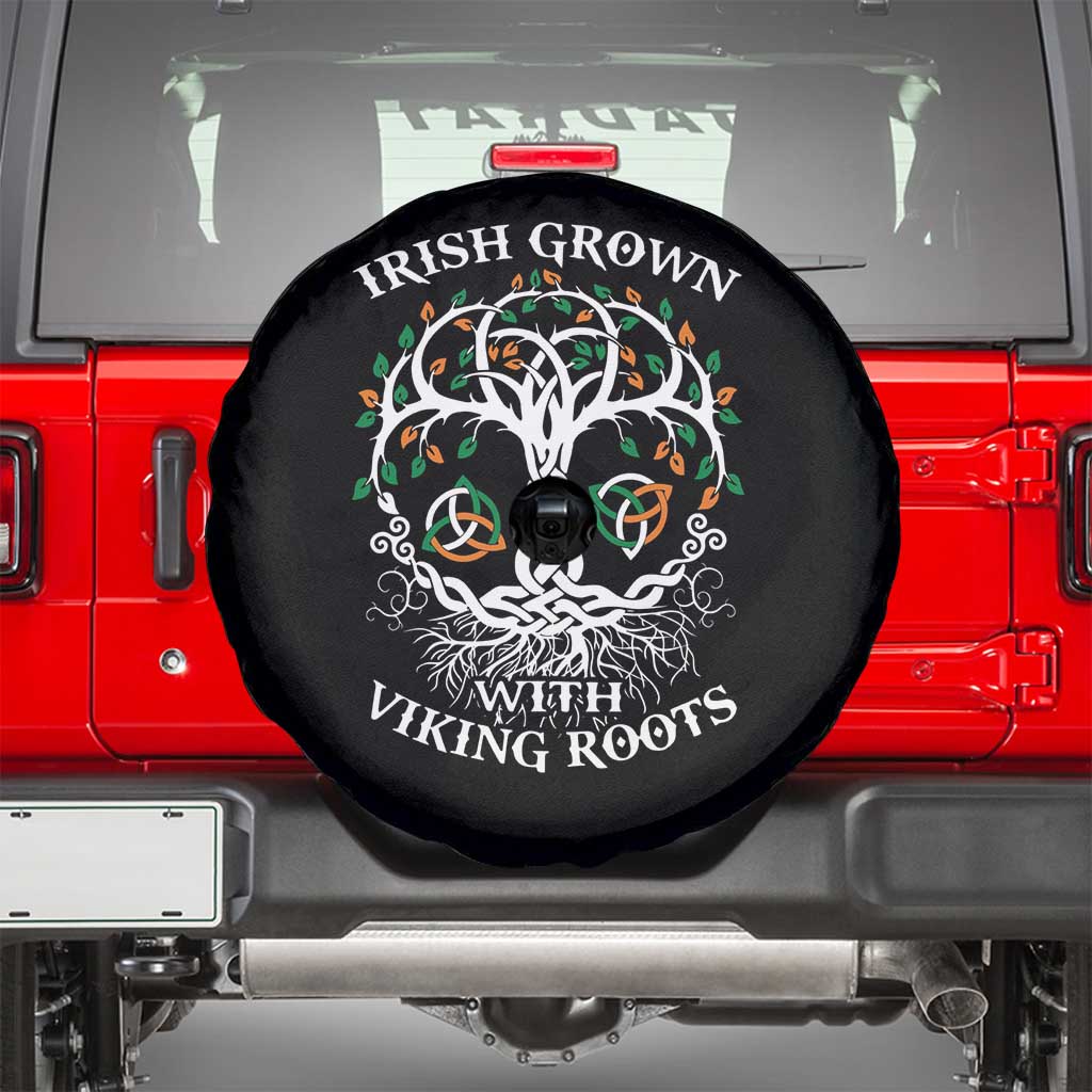 Irish Grown With Viking Roots Spare Tire Cover TS09 Black Print Your Wear