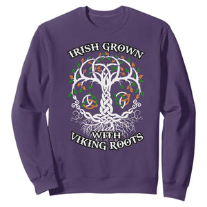 Irish Grown With Viking Roots Sweatshirt TS09 Purple Print Your Wear