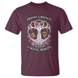 Irish Grown With Viking Roots T Shirt TS09 Maroon Print Your Wear