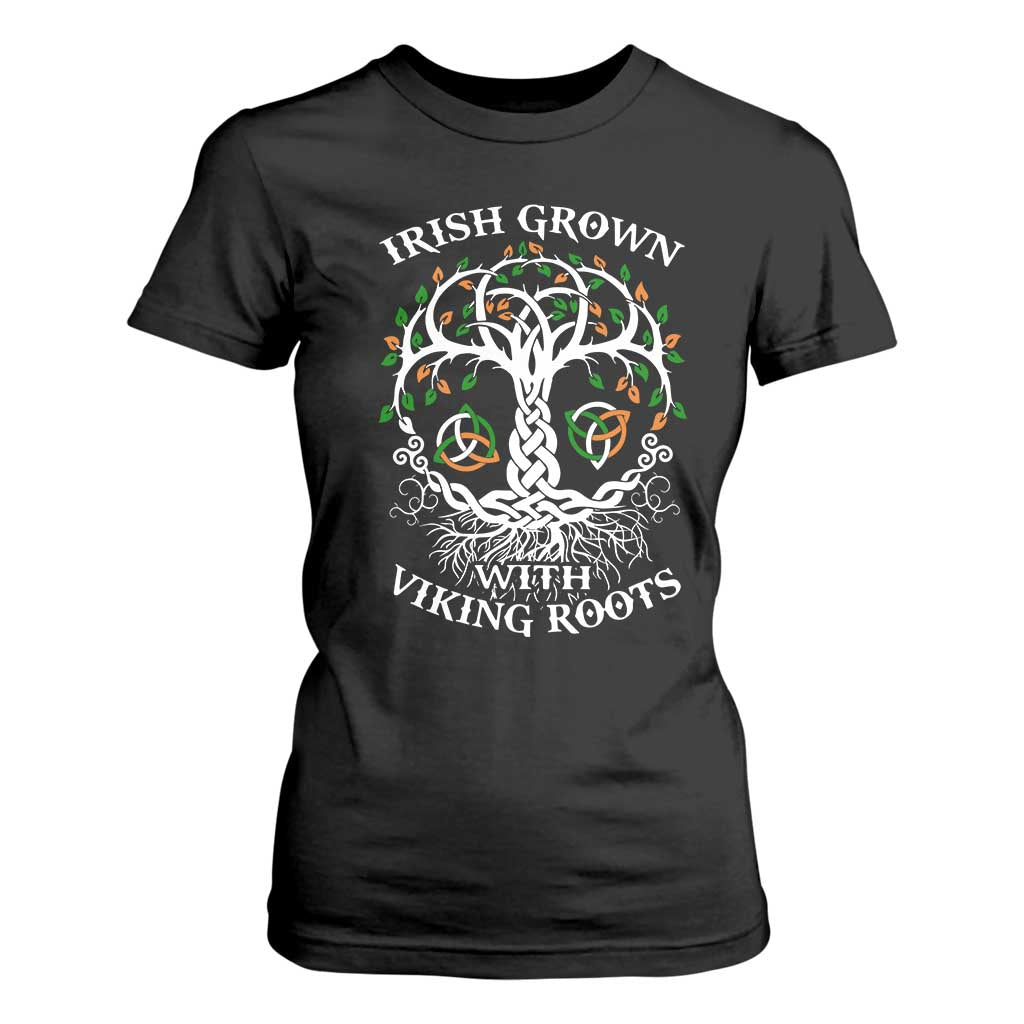 Irish Grown With Viking Roots T Shirt For Women TS09 Black Print Your Wear