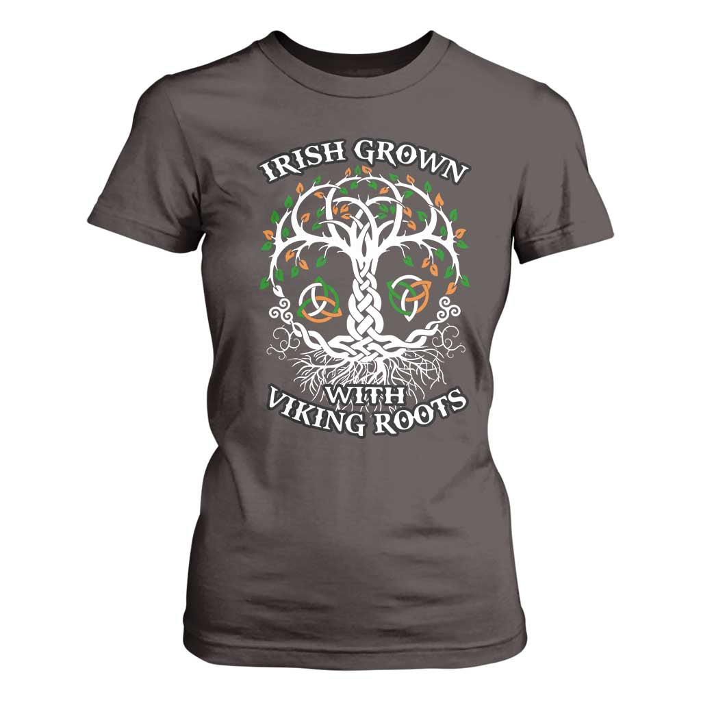 Irish Grown With Viking Roots T Shirt For Women TS09 Dark Chocolate Print Your Wear