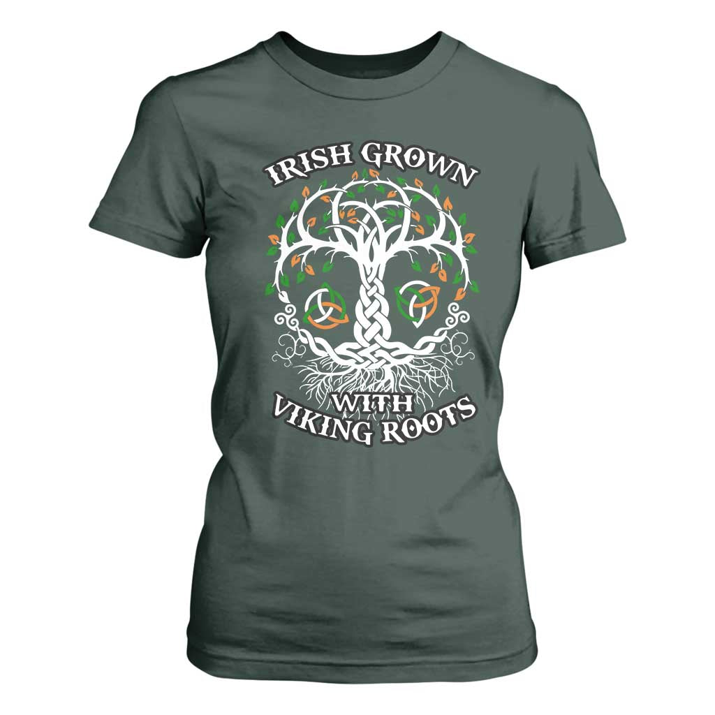 Irish Grown With Viking Roots T Shirt For Women TS09 Dark Forest Green Print Your Wear