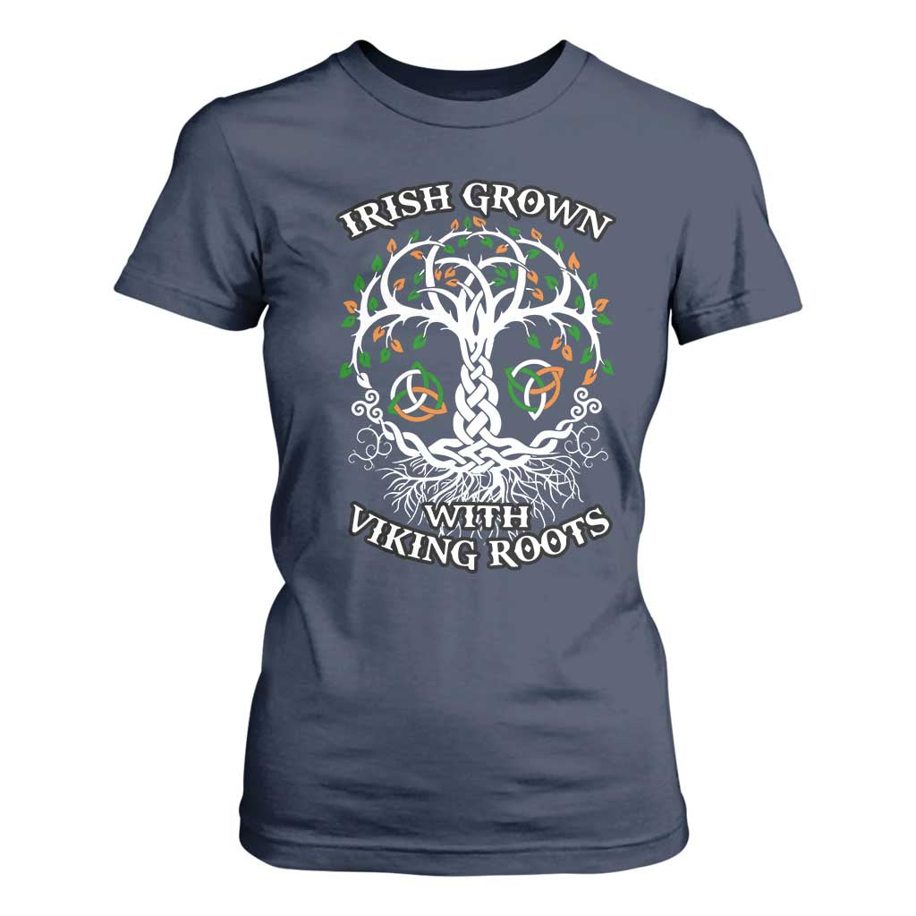 Irish Grown With Viking Roots T Shirt For Women TS09 Navy Print Your Wear