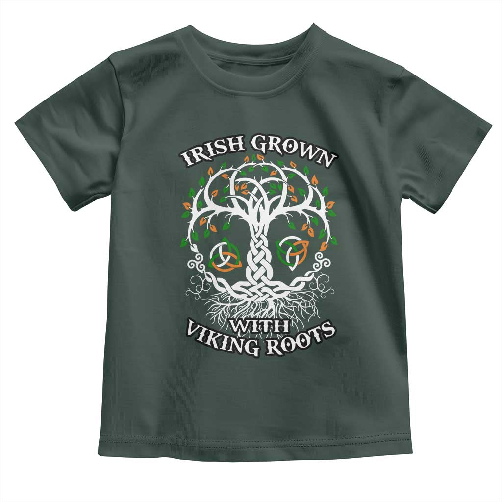 Irish Grown With Viking Roots Toddler T Shirt TS09 Dark Forest Green Print Your Wear