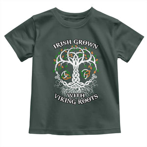 Irish Grown With Viking Roots Toddler T Shirt TS09 Dark Forest Green Print Your Wear