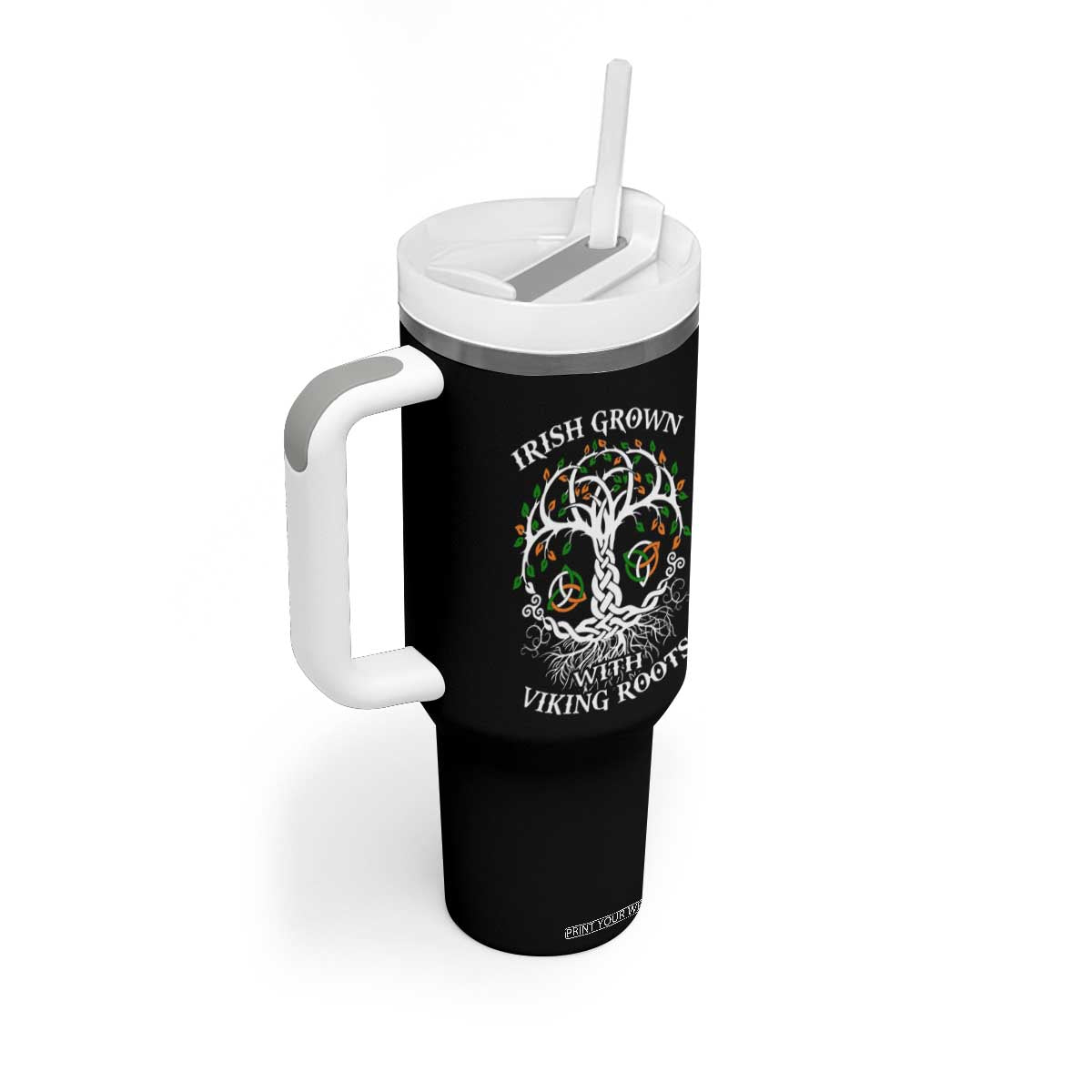 Irish Grown With Viking Roots Tumbler With Handle TS09 Print Your Wear