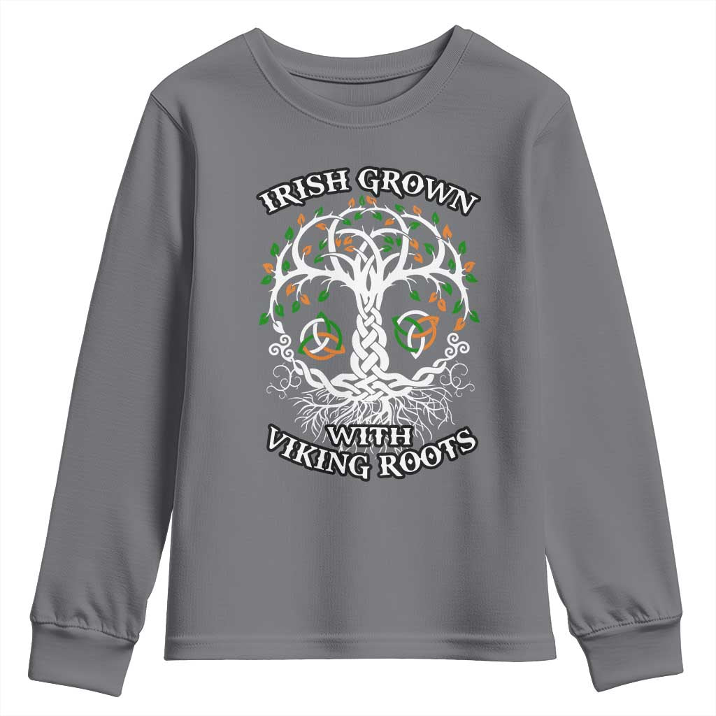 Irish Grown With Viking Roots Youth Sweatshirt TS09 Charcoal Print Your Wear