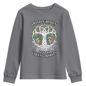 Irish Grown With Viking Roots Youth Sweatshirt TS09 Charcoal Print Your Wear