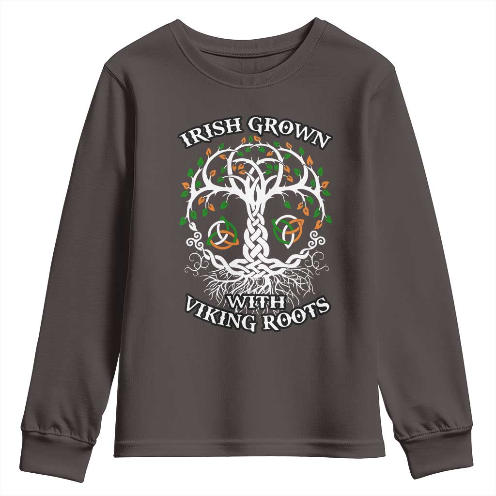 Irish Grown With Viking Roots Youth Sweatshirt TS09 Dark Chocolate Print Your Wear