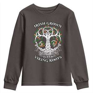 Irish Grown With Viking Roots Youth Sweatshirt TS09 Dark Chocolate Print Your Wear