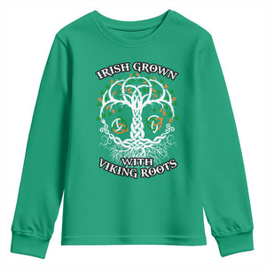 Irish Grown With Viking Roots Youth Sweatshirt TS09 Irish Green Print Your Wear