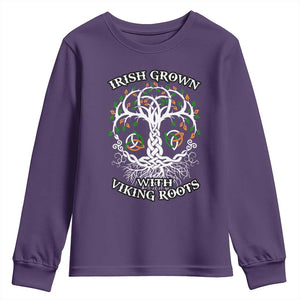 Irish Grown With Viking Roots Youth Sweatshirt TS09 Purple Print Your Wear