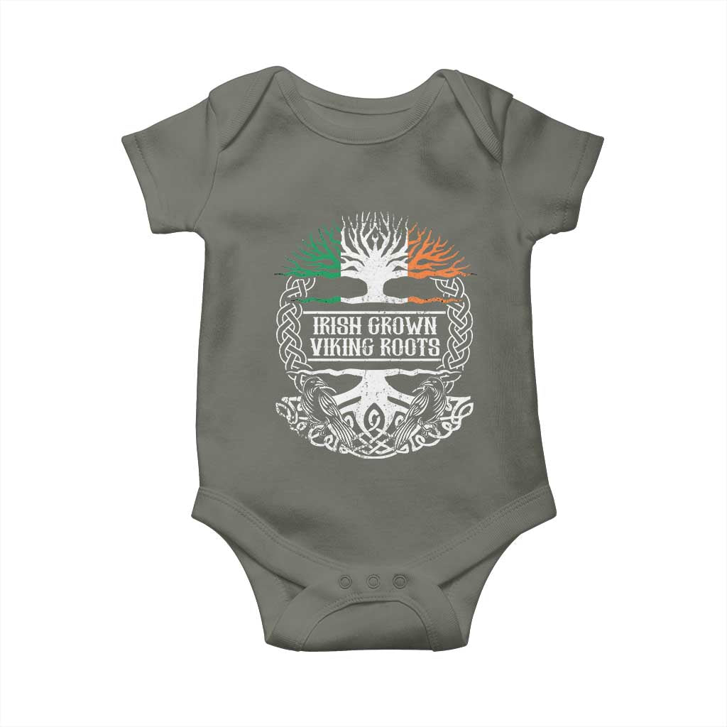 Irish Viking Baby Onesie Irish Grown With Viking Roots TS09 Military Green Print Your Wear