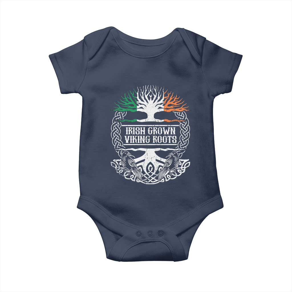 Irish Viking Baby Onesie Irish Grown With Viking Roots TS09 Navy Print Your Wear
