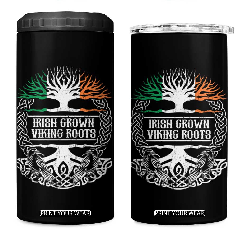 Irish Viking 4 in 1 Can Cooler Tumbler Irish Grown With Viking Roots TS09 One Size: 16 oz Black Print Your Wear