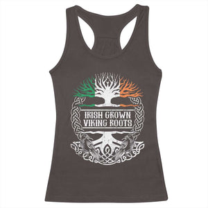 Irish Viking Racerback Tank Top Irish Grown With Viking Roots TS09 Dark Chocolate Print Your Wear