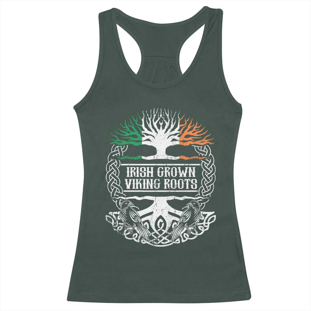 Irish Viking Racerback Tank Top Irish Grown With Viking Roots TS09 Dark Forest Green Print Your Wear