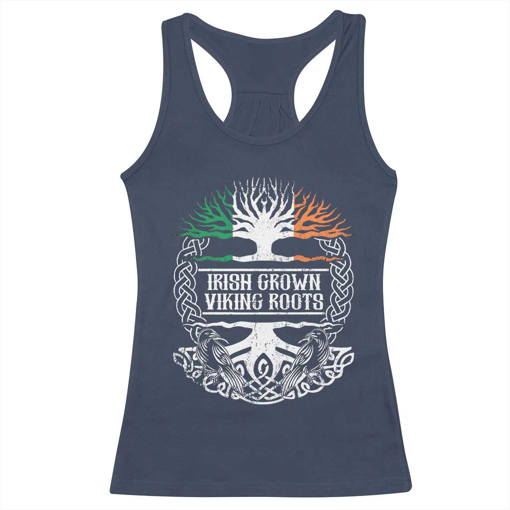 Irish Viking Racerback Tank Top Irish Grown With Viking Roots TS09 Navy Print Your Wear