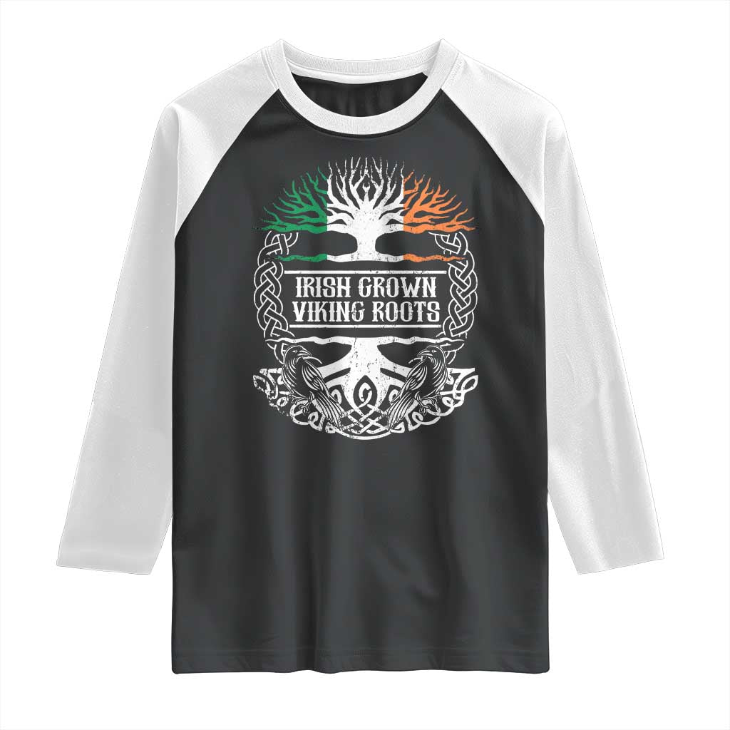 Irish Viking Raglan Shirt Irish Grown With Viking Roots TS09 Black White Print Your Wear