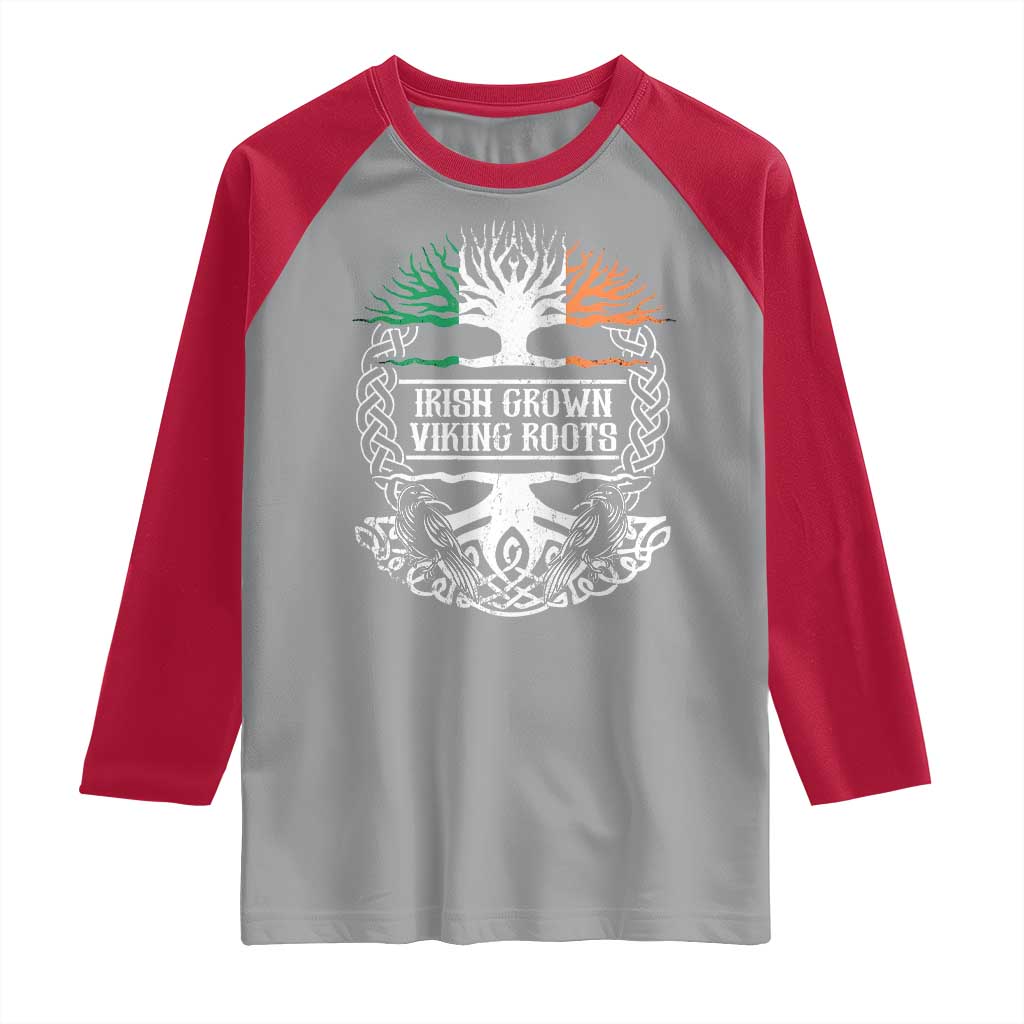 Irish Viking Raglan Shirt Irish Grown With Viking Roots TS09 Sport Gray Red Print Your Wear