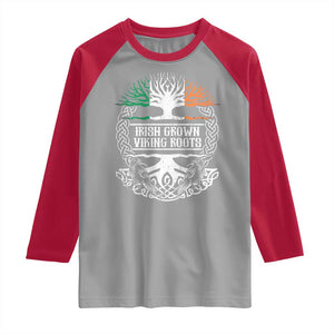 Irish Viking Raglan Shirt Irish Grown With Viking Roots TS09 Sport Gray Red Print Your Wear