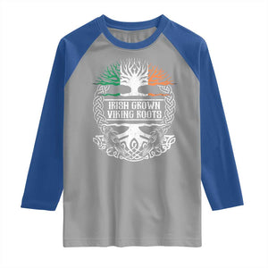 Irish Viking Raglan Shirt Irish Grown With Viking Roots TS09 Sport Gray Royal Print Your Wear
