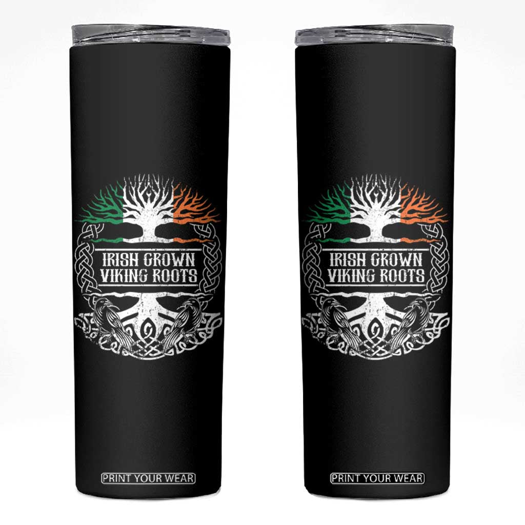 Irish Viking Skinny Tumbler Irish Grown With Viking Roots TS09 Black Print Your Wear