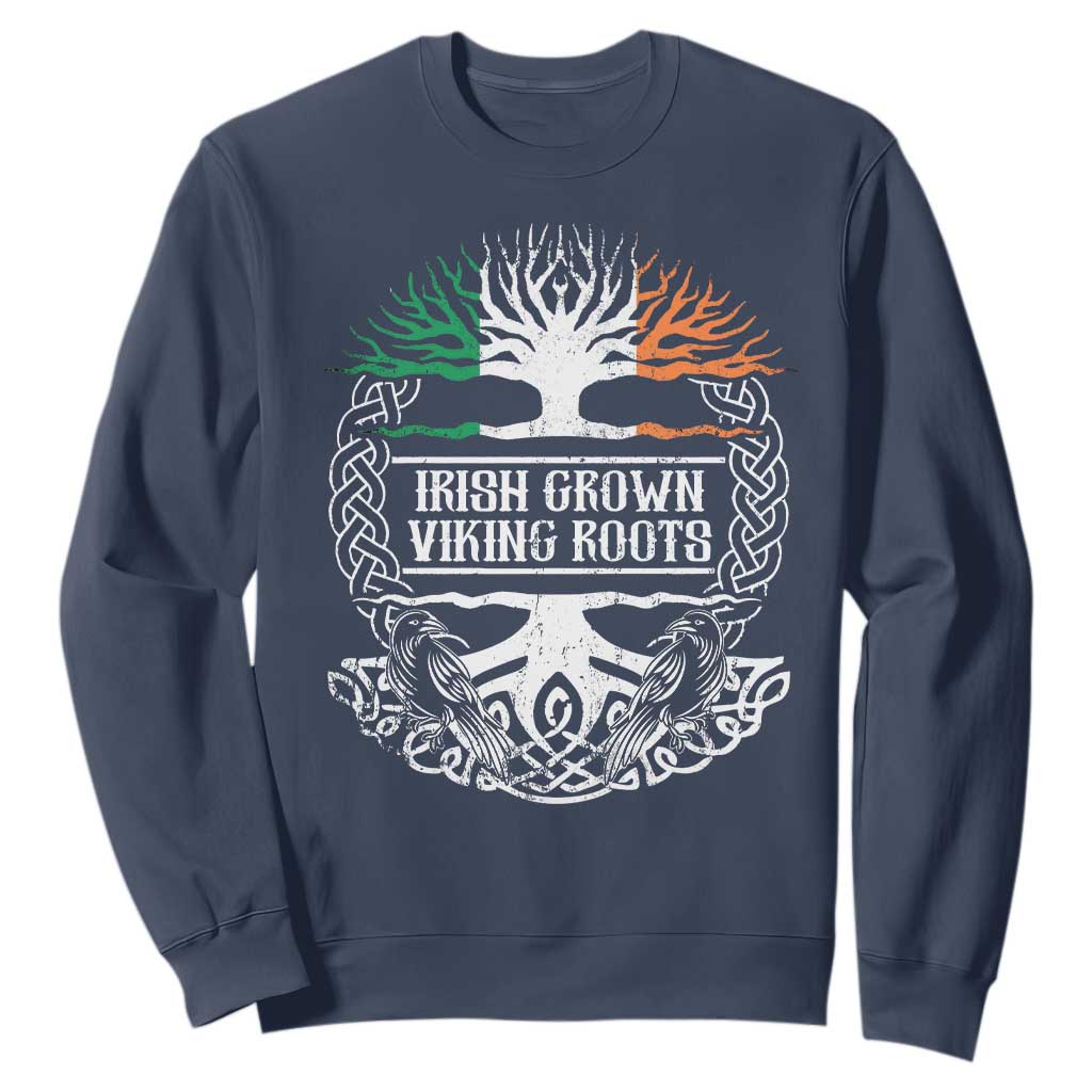 Irish Viking Sweatshirt Irish Grown With Viking Roots TS09 Navy Print Your Wear
