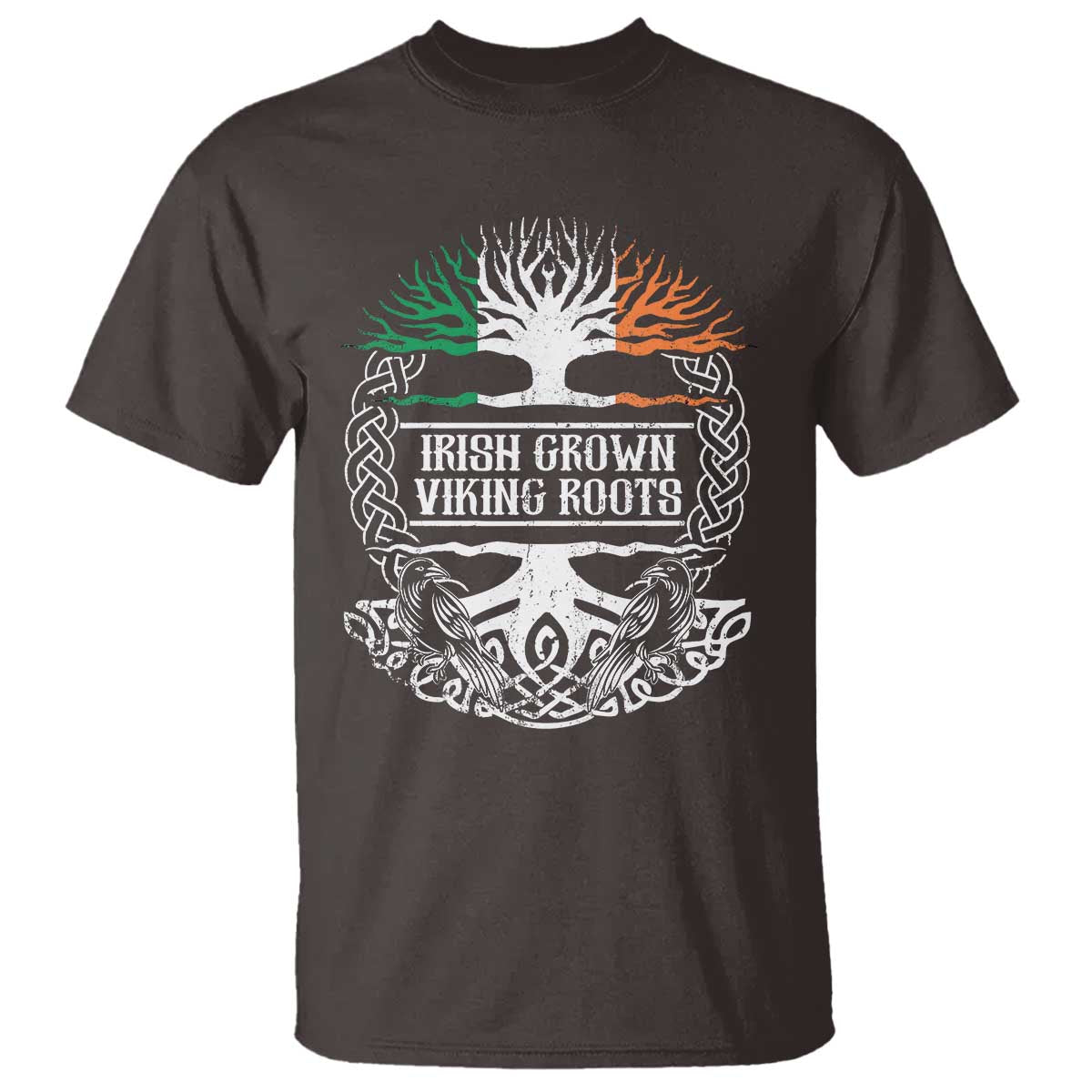 Irish Viking T Shirt Irish Grown With Viking Roots TS09 Dark Chocolate Print Your Wear