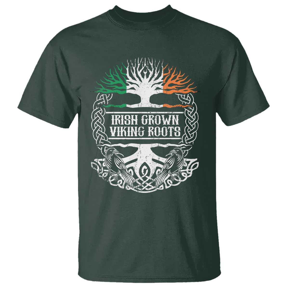 Irish Viking T Shirt Irish Grown With Viking Roots TS09 Dark Forest Green Print Your Wear
