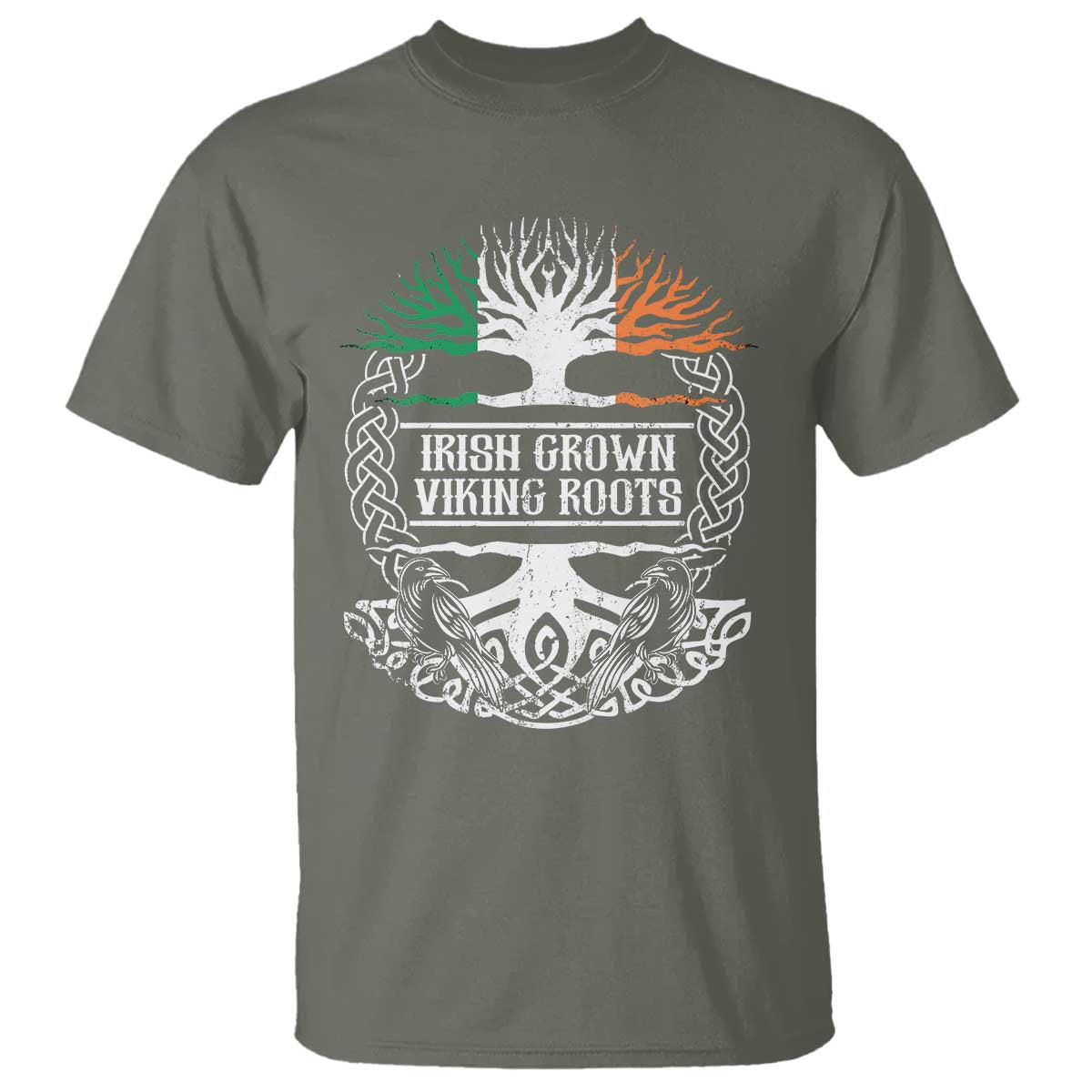 Irish Viking T Shirt Irish Grown With Viking Roots TS09 Military Green Print Your Wear