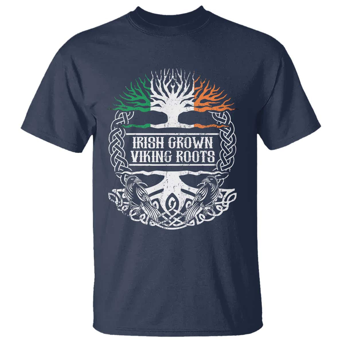 Irish Viking T Shirt Irish Grown With Viking Roots TS09 Navy Print Your Wear