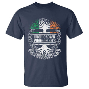 Irish Viking T Shirt Irish Grown With Viking Roots TS09 Navy Print Your Wear