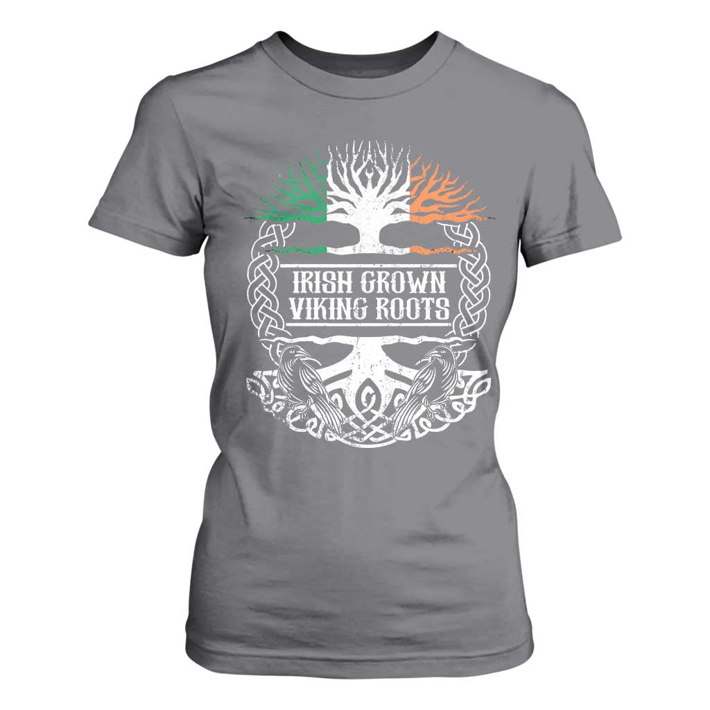 Irish Viking T Shirt For Women Irish Grown With Viking Roots TS09 Charcoal Print Your Wear