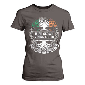 Irish Viking T Shirt For Women Irish Grown With Viking Roots TS09 Dark Chocolate Print Your Wear