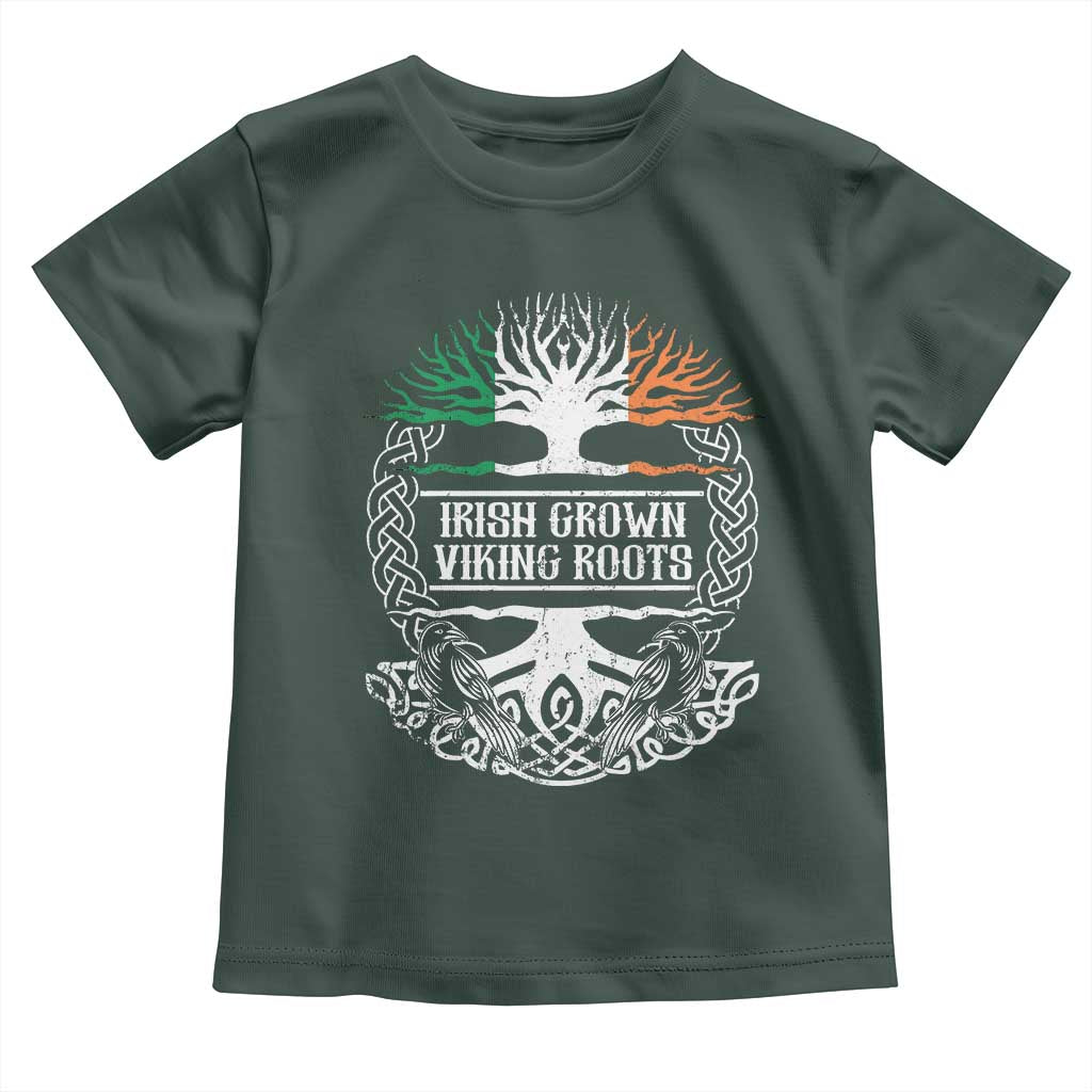 Irish Viking Toddler T Shirt Irish Grown With Viking Roots TS09 Dark Forest Green Print Your Wear