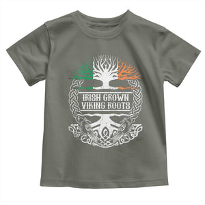 Irish Viking Toddler T Shirt Irish Grown With Viking Roots TS09 Military Green Print Your Wear