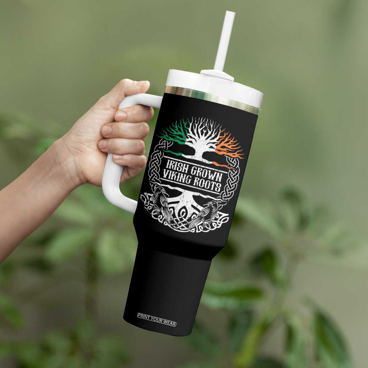Irish Viking Tumbler With Handle Irish Grown With Viking Roots TS09 Print Your Wear