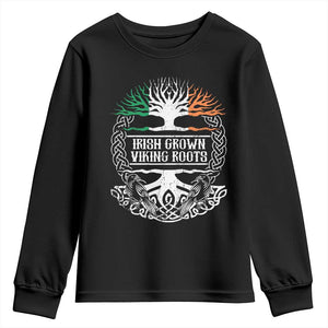 Irish Viking Youth Sweatshirt Irish Grown With Viking Roots TS09 Black Print Your Wear