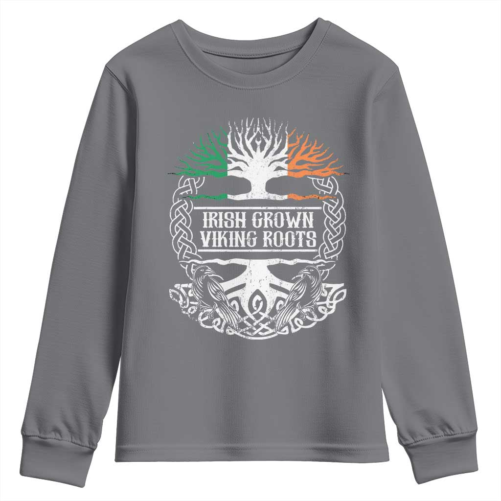 Irish Viking Youth Sweatshirt Irish Grown With Viking Roots TS09 Charcoal Print Your Wear