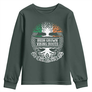 Irish Viking Youth Sweatshirt Irish Grown With Viking Roots TS09 Dark Forest Green Print Your Wear