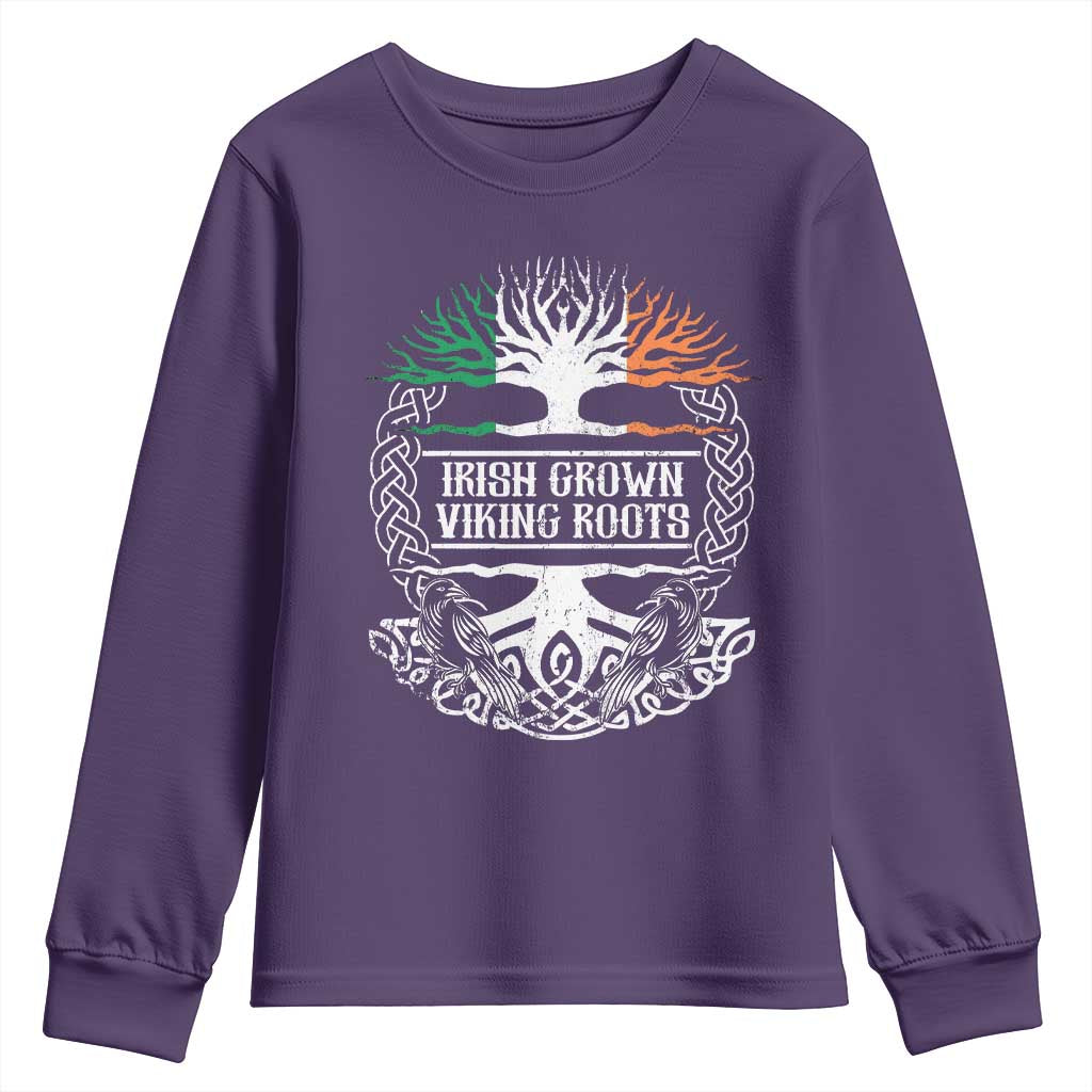 Irish Viking Youth Sweatshirt Irish Grown With Viking Roots TS09 Purple Print Your Wear