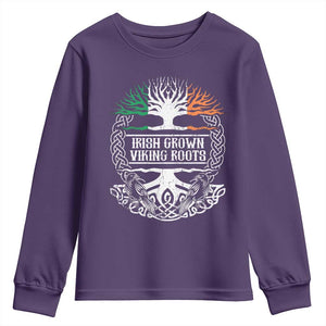 Irish Viking Youth Sweatshirt Irish Grown With Viking Roots TS09 Purple Print Your Wear