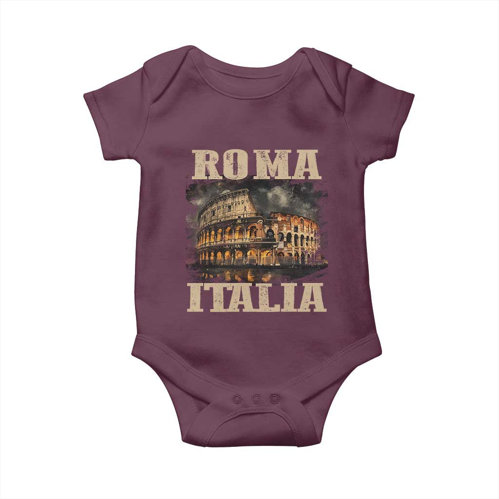 Roma Italia Colosseum Baby Onesie Vintage Italy Rome TS09 Maroon Print Your Wear