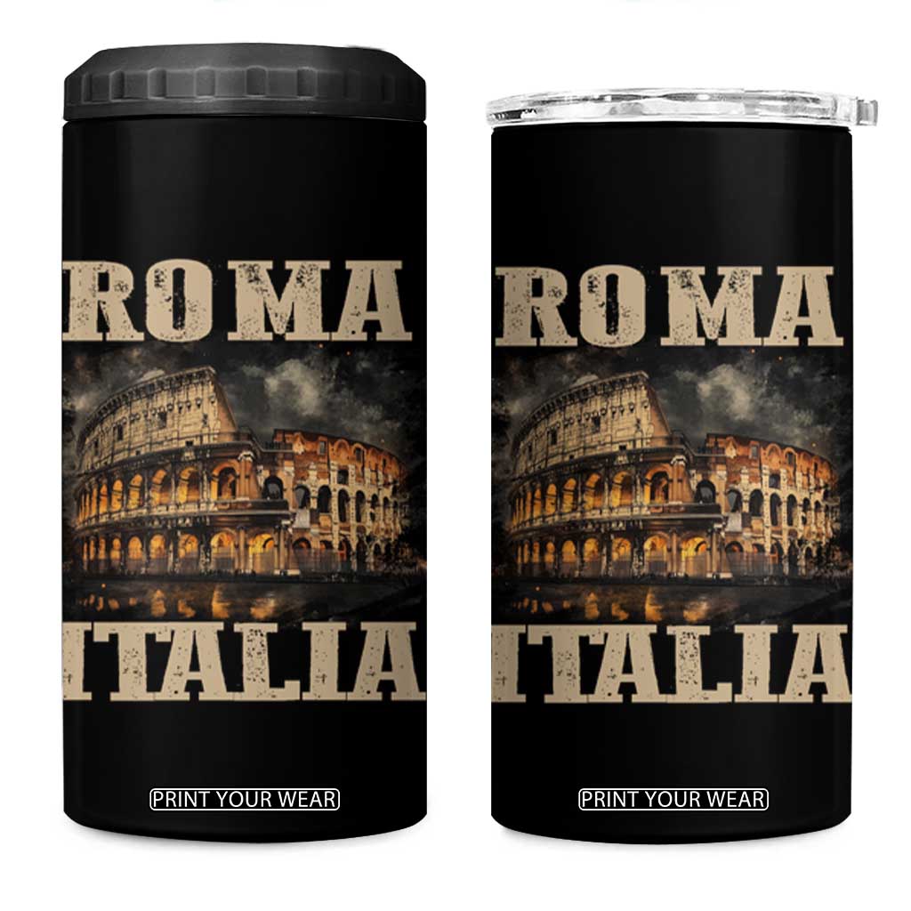Roma Italia Colosseum 4 in 1 Can Cooler Tumbler Vintage Italy Rome TS09 One Size: 16 oz Black Print Your Wear