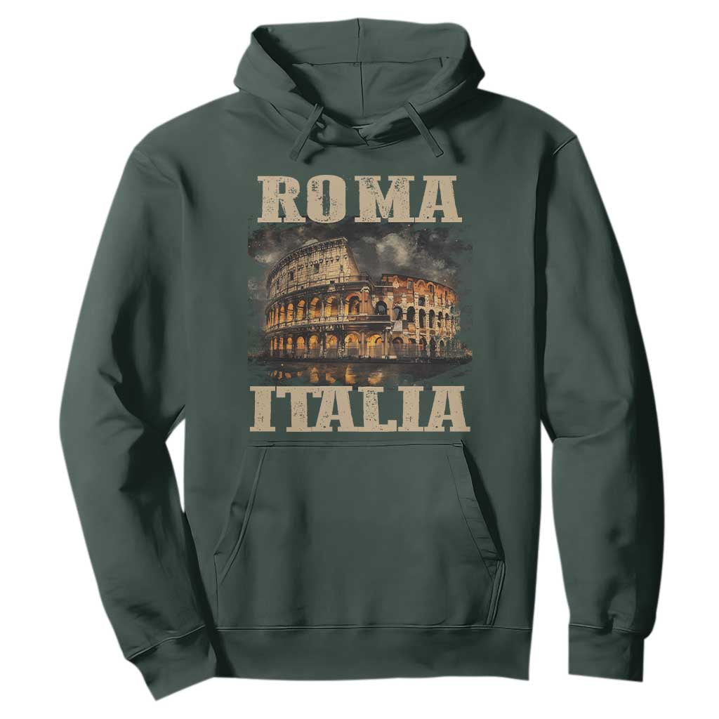 Roma Italia Colosseum Hoodie Vintage Italy Rome TS09 Dark Forest Green Print Your Wear