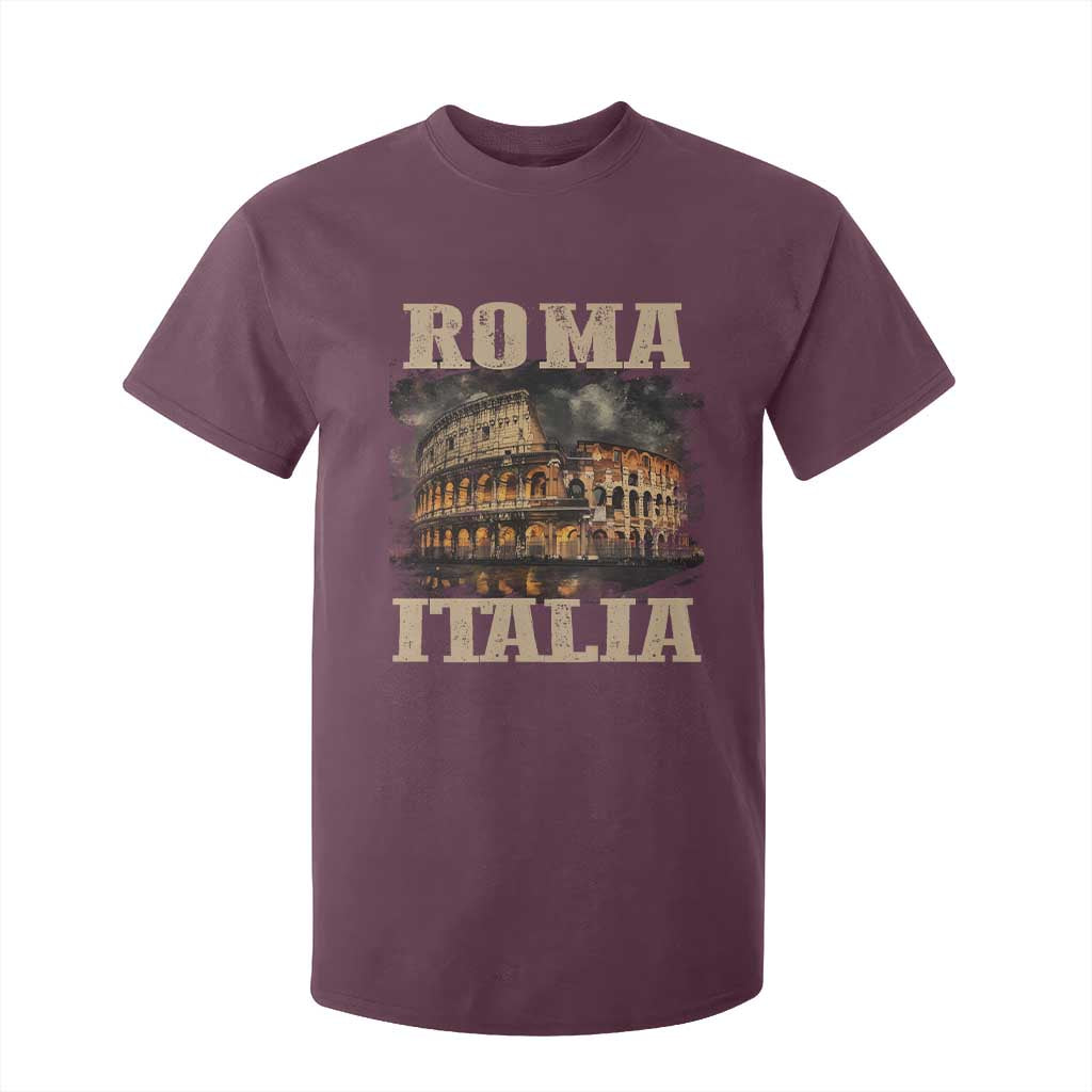 Roma Italia Colosseum T Shirt For Kid Vintage Italy Rome TS09 Maroon Print Your Wear